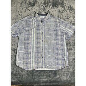 Tommy Bahama Mens XXXL Short Sleeve Blue & White Striped Button-Up Shirt